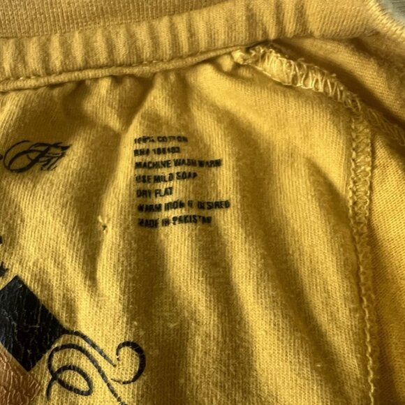 Denim Kruz Yellow Argyle Graphic T-shirt Crest Patch Retro Preppy Baggy Men’s 4X - Picture 11 of 12